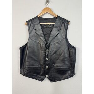 Scully Leather Vest Mens XL Western Bison Nickel Button Cowboy Vintage